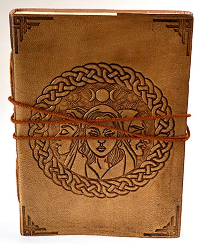 5" x 7" Triple Goddess leather blank book w/cord