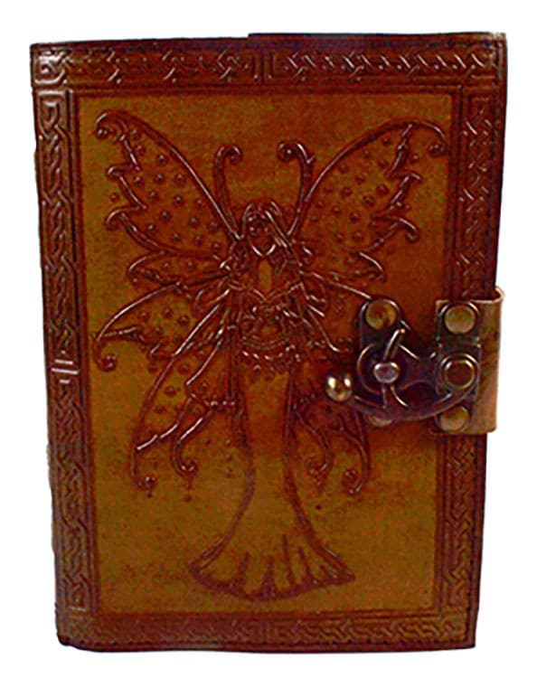 Fairy Journal with Spotted Wings aged looking paper leather w/ latch