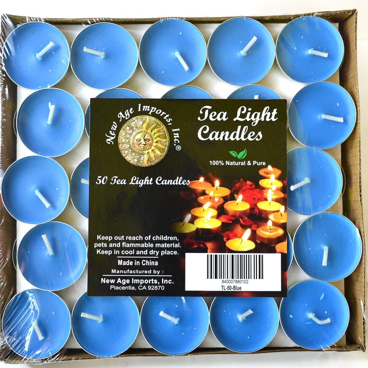 (set of 50) 2 hour Blue Tea Light