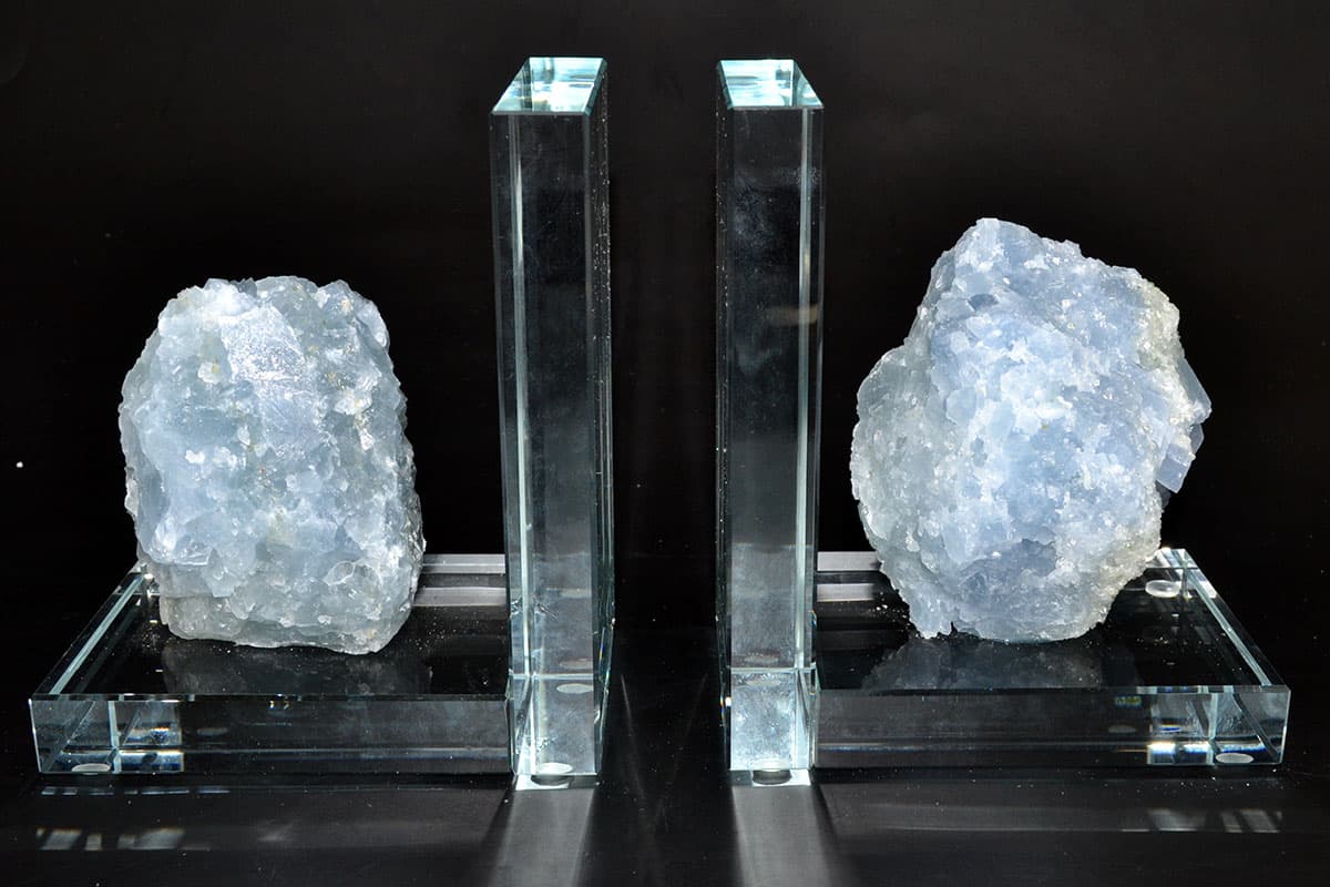 (set of 2) Blue Calcite book ends