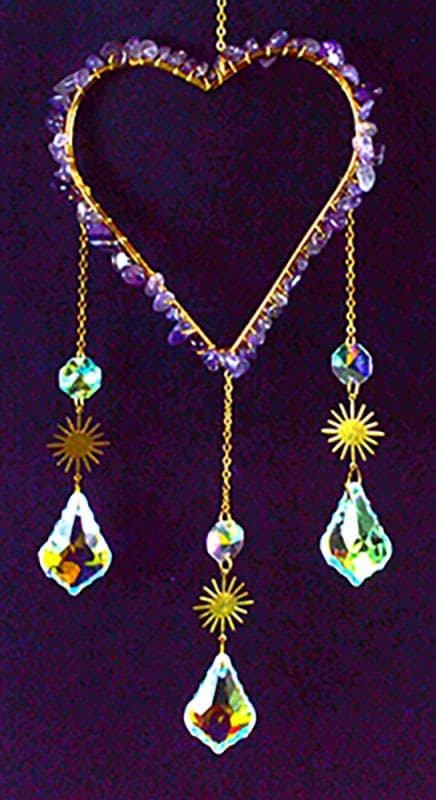 17" Amethyst Heart sun catcher