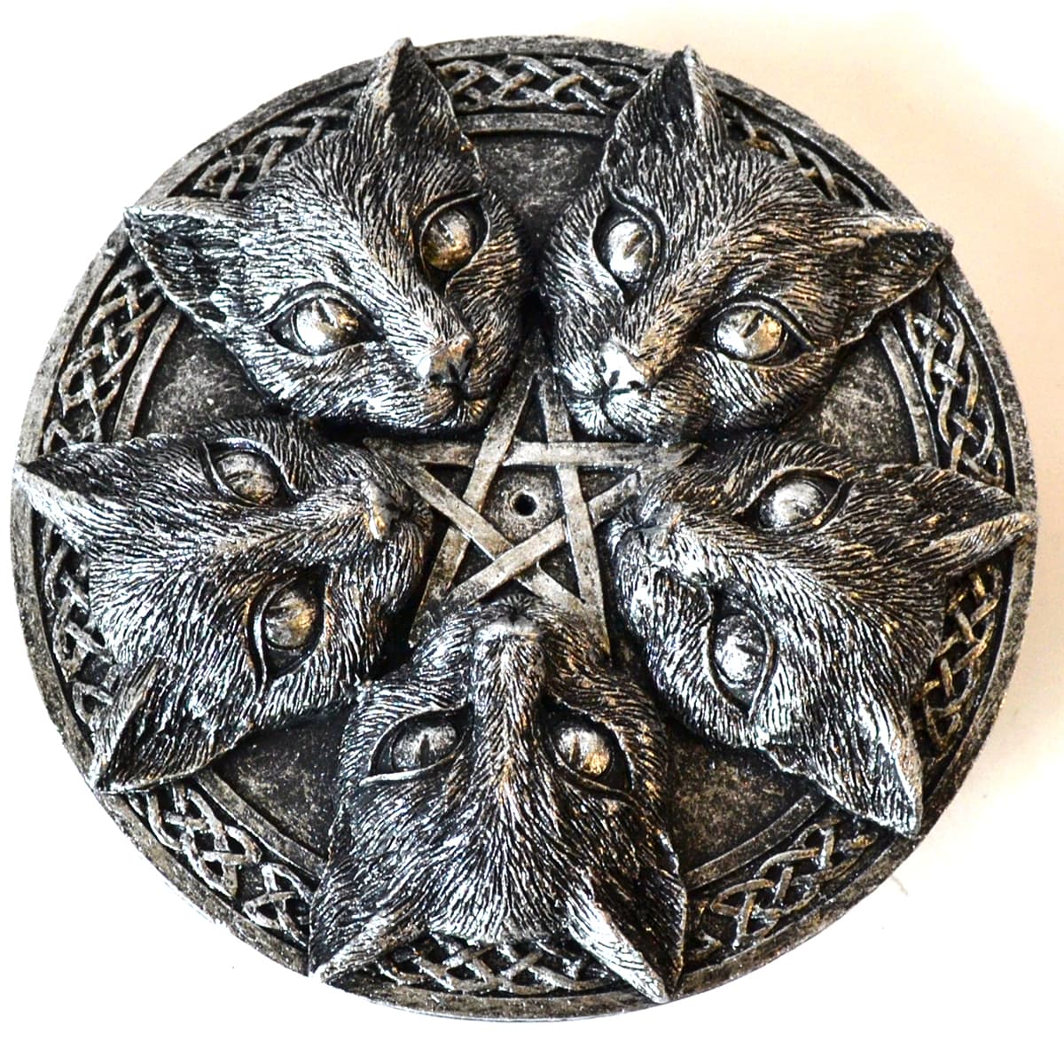 5" Cats Pentagram incense holder
