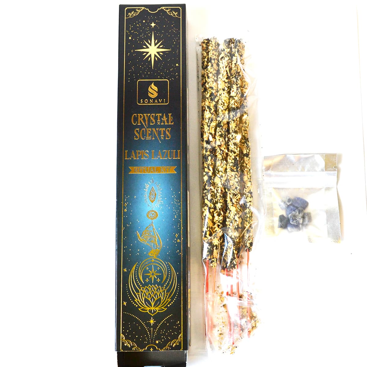 8pk incense & Lapis Lazuli chips