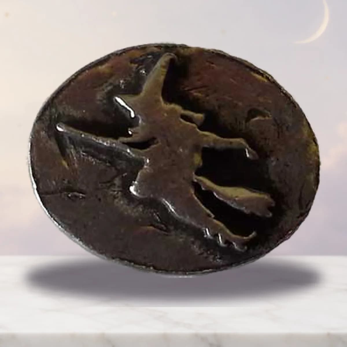 Witch on Broom pocket stone
