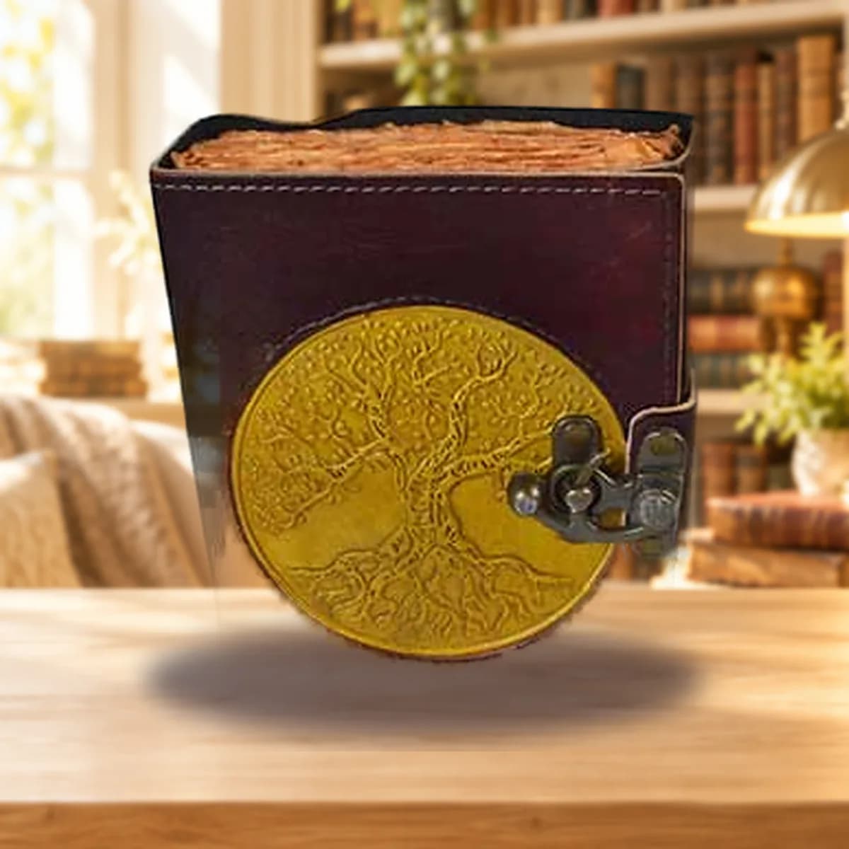Tree of Life aged looking paper leather w/ latch