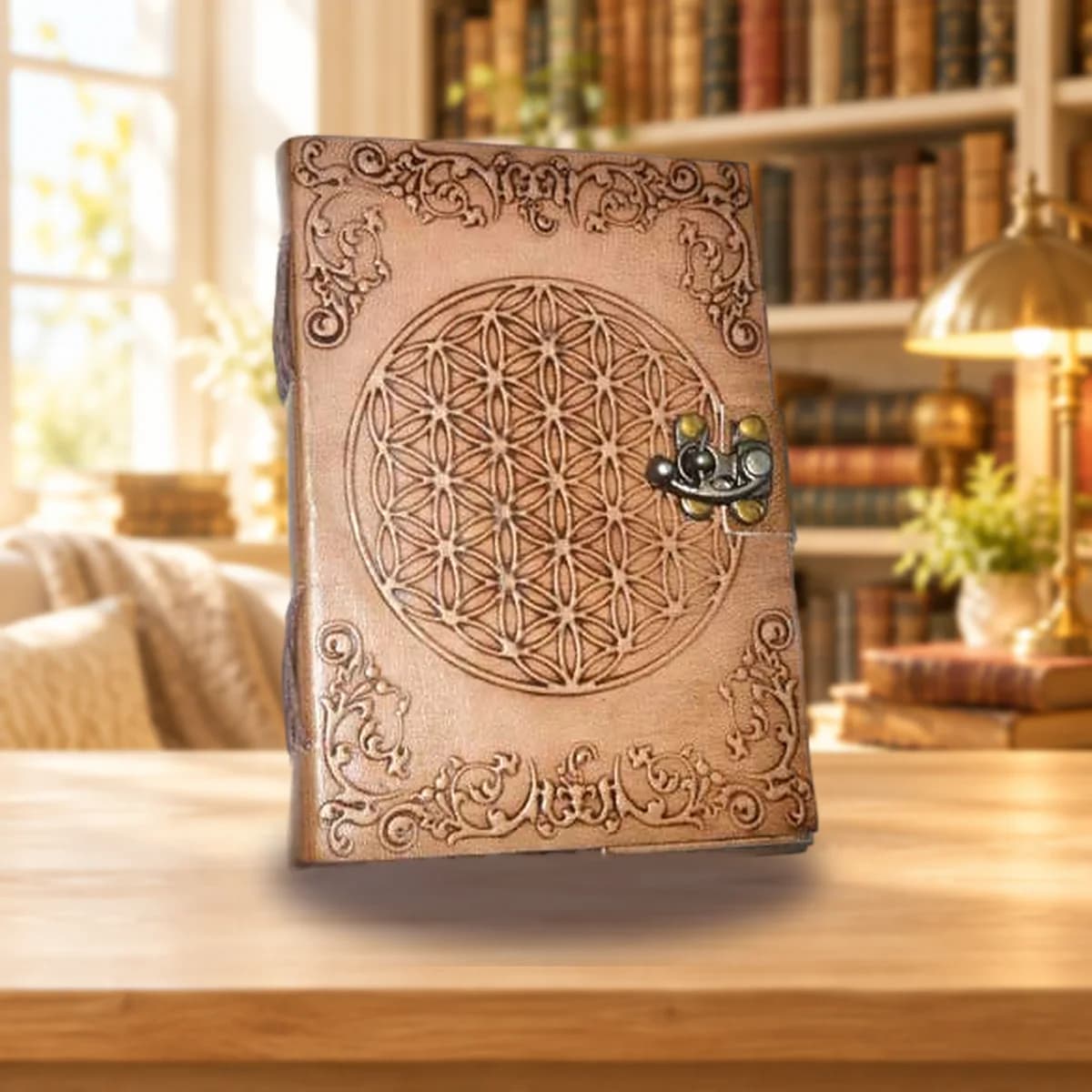 5" x 7" Flower of Life Embossed leather w/ latch