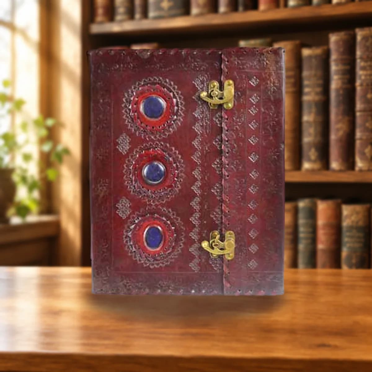 10" x 13" Stone leather blank book w/ latch