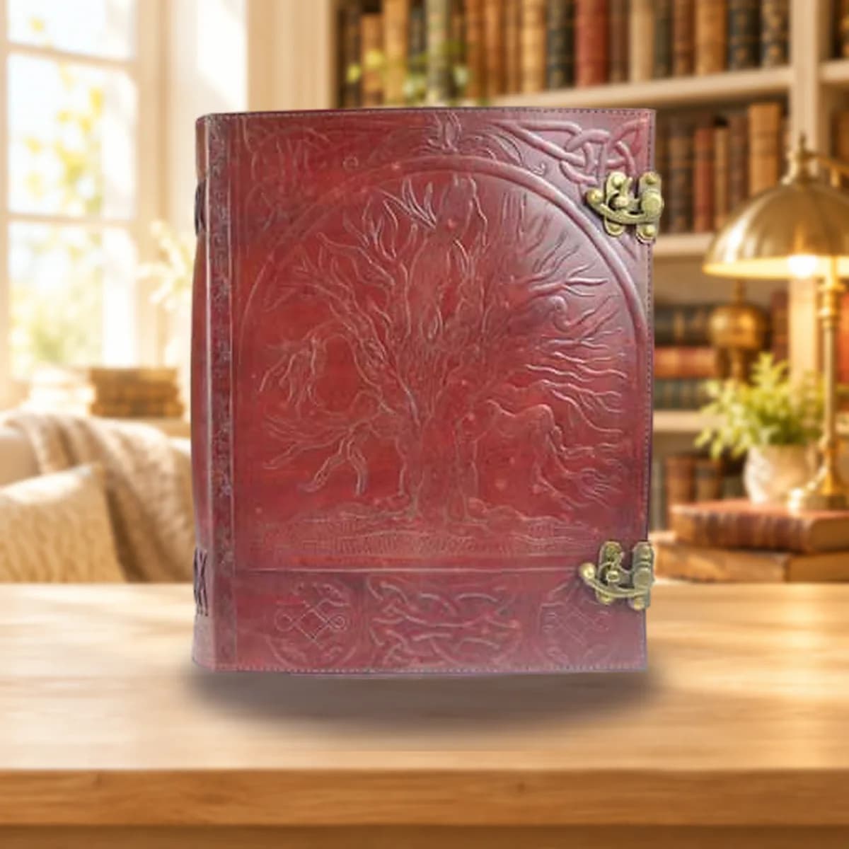 10" x 13" Tree leather blank book w/ latch