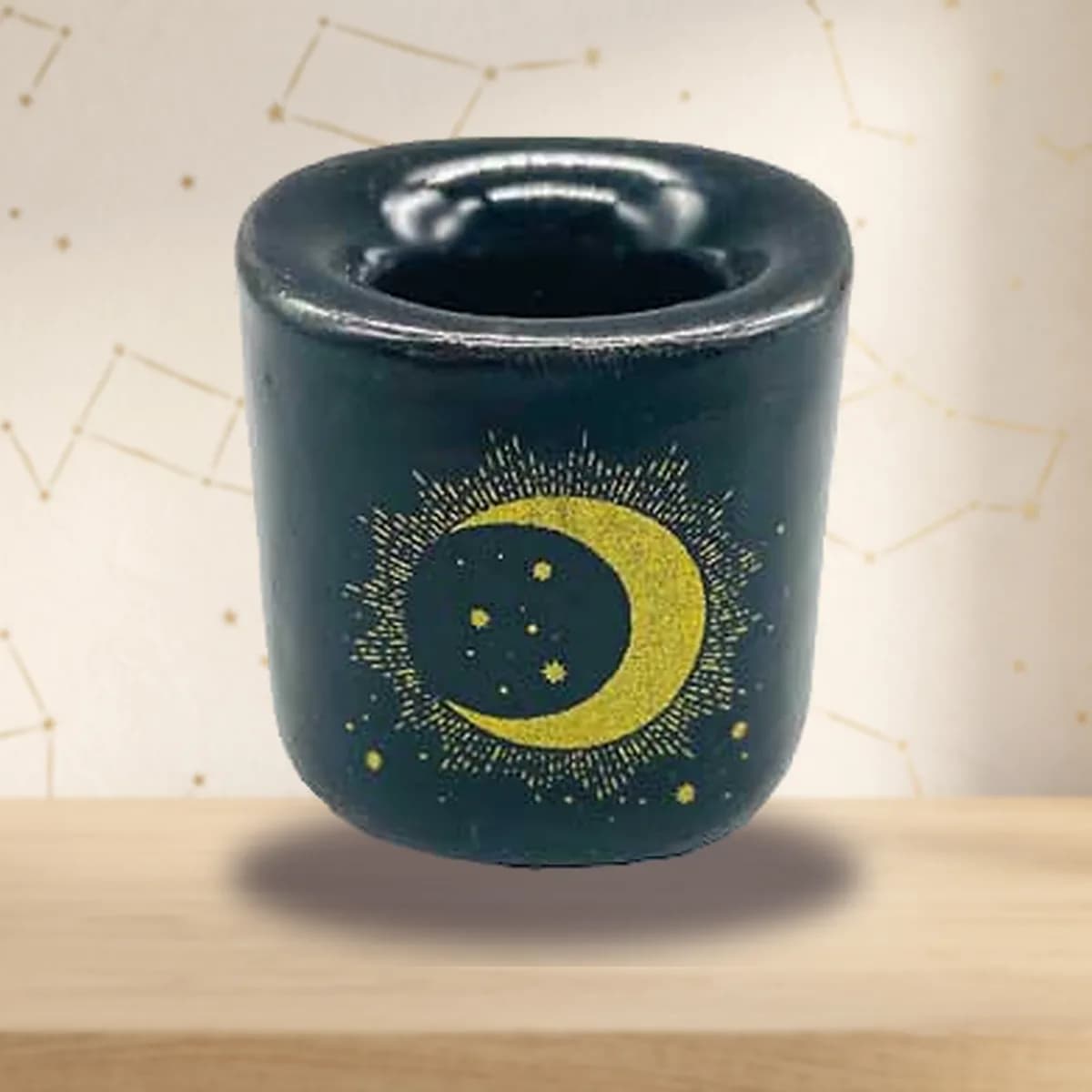 Moon & Star Black Ceramic Chime Holder