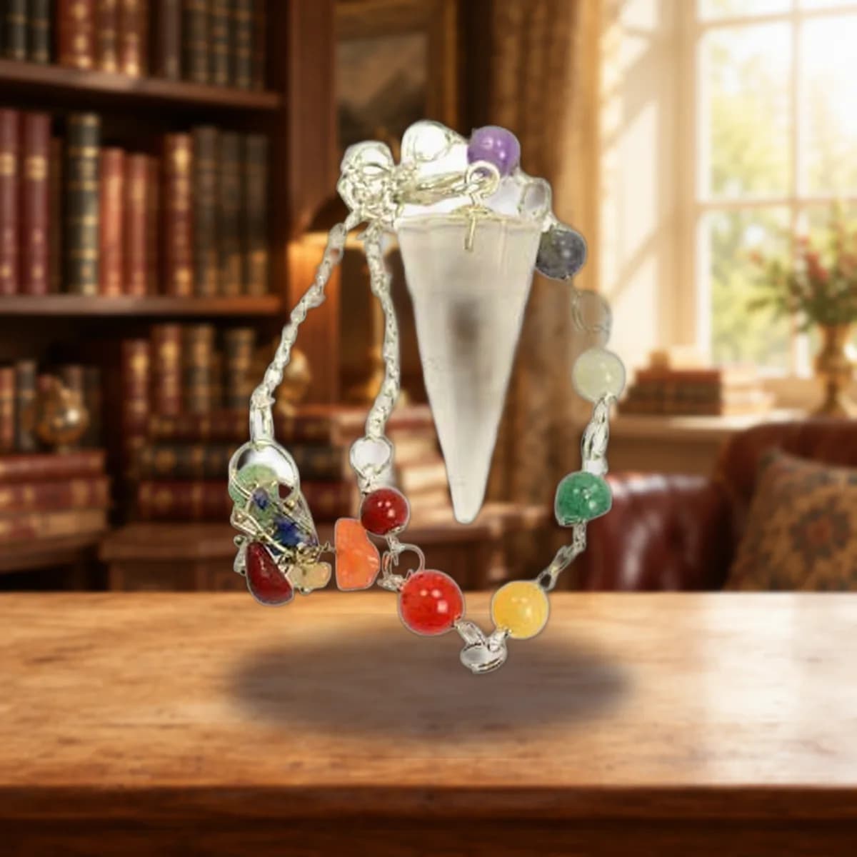 Clear Quartz 7 Chakra pendulum