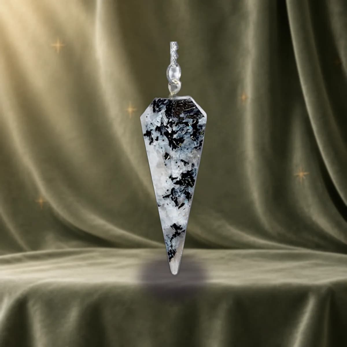 6-sided Rainbow Moonstone pendulum