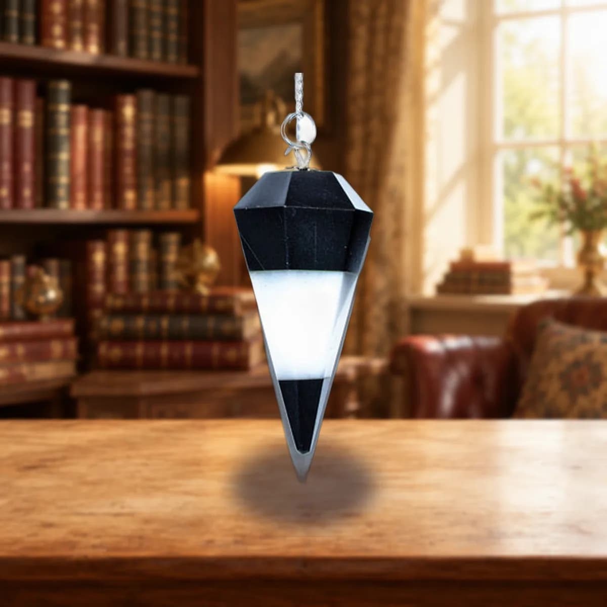 6-sided Tourmaline & White Agate pendulum