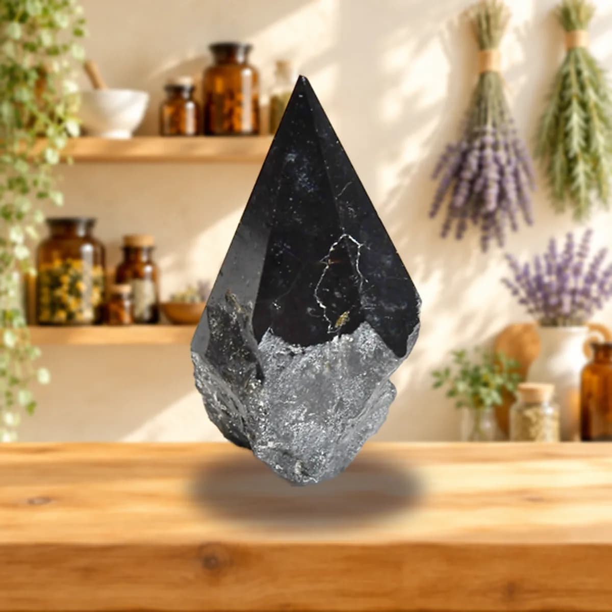 Black Tourmaline Point, polished top