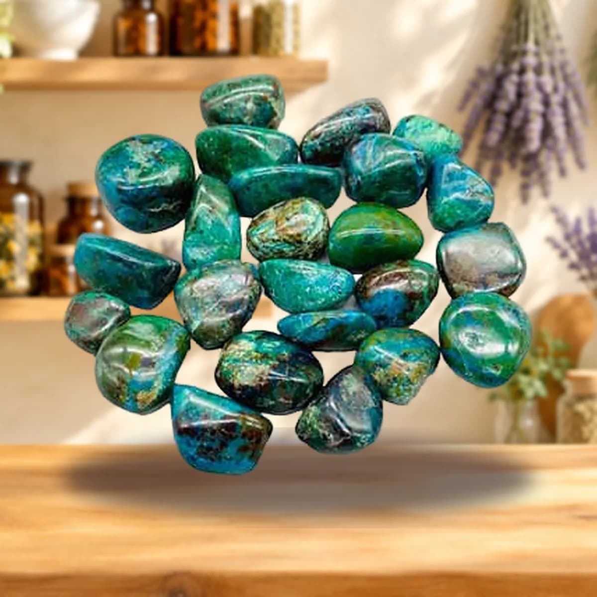 1 lb Chrysocolla tumbled stones