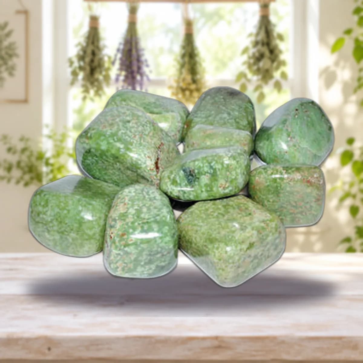 1 lb Grossularite (green garnet) tumbled stones