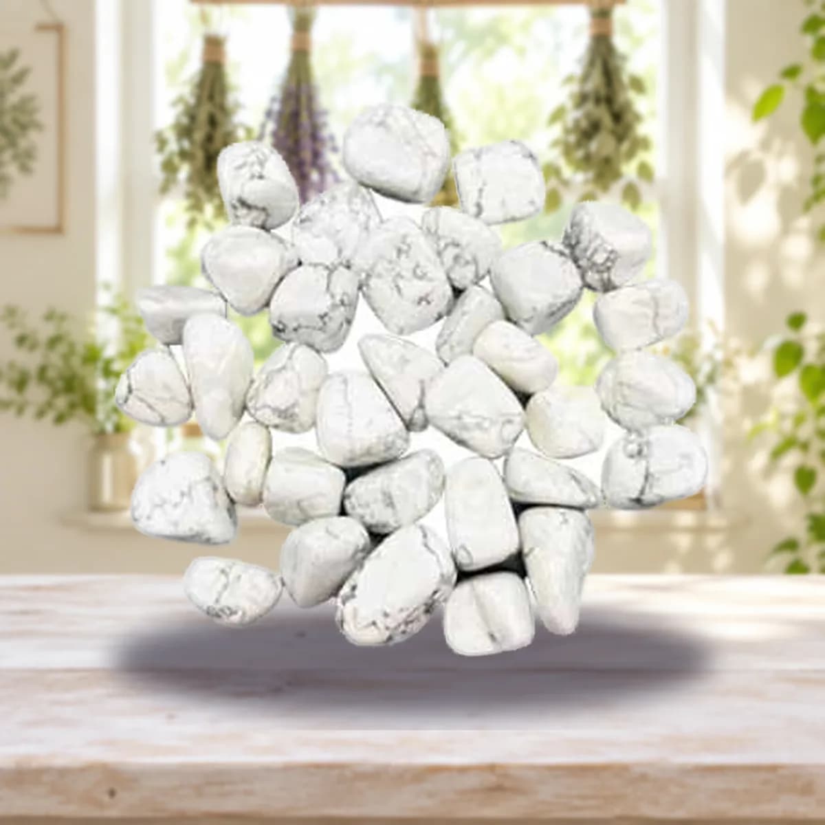 1 lb Howlite, White tumbled stones
