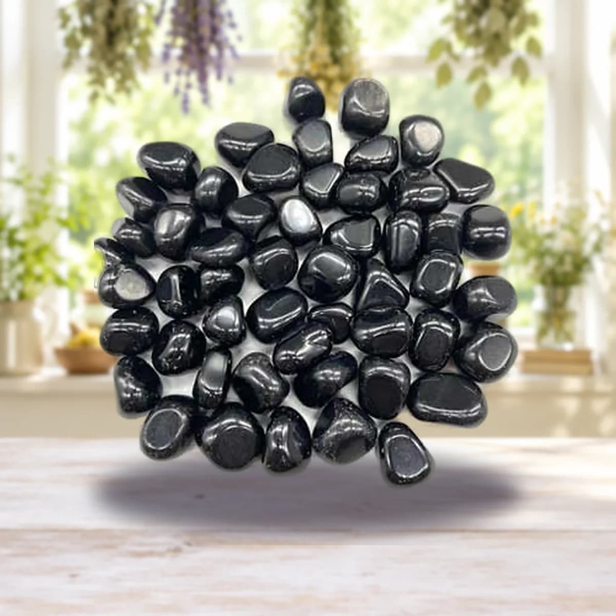 1 lb Obsidian, Black tumbled stones