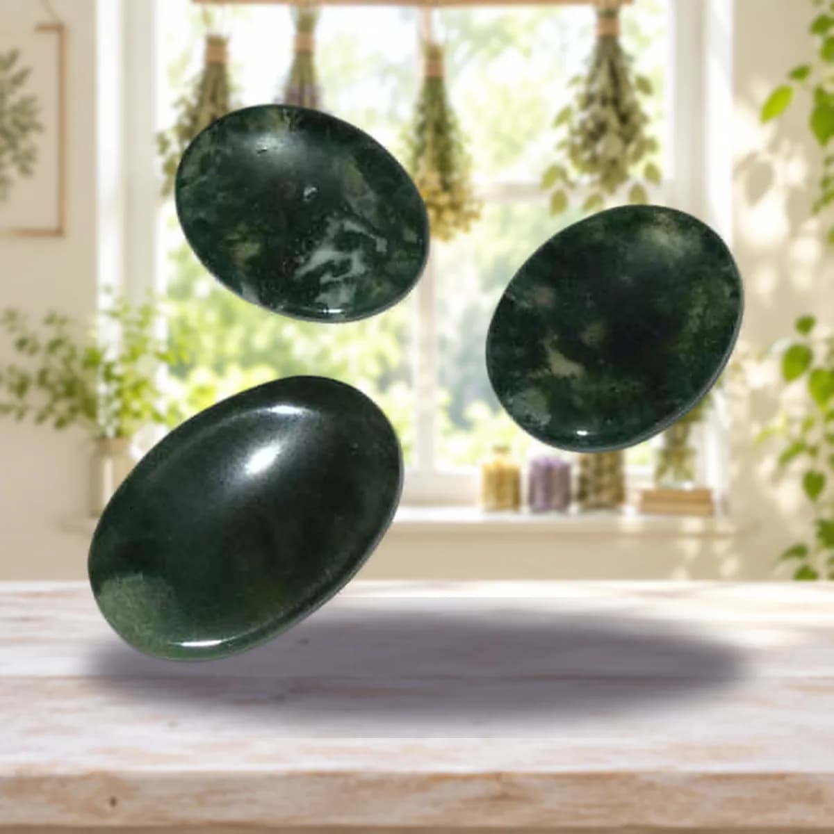 Moss Agate worry stone