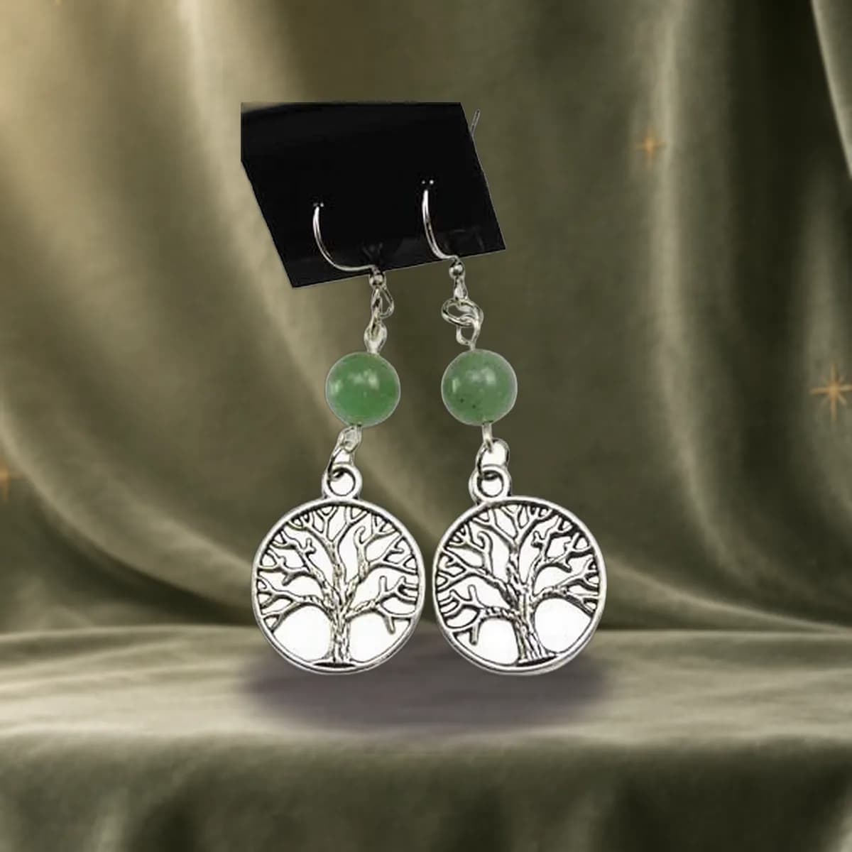 Green Aventurine Tree of Life earrings