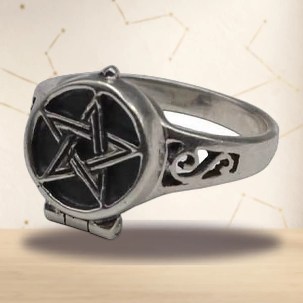 size 10 Pentagram Poison ring sterling