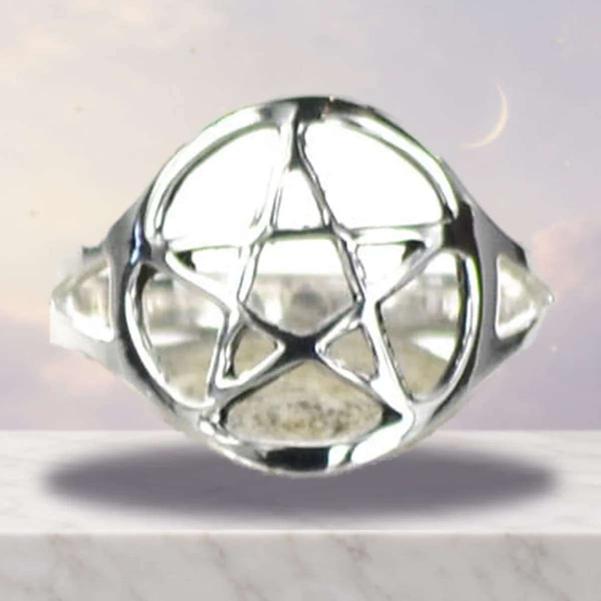 Silver Plated Brass Pentagram ring size 10