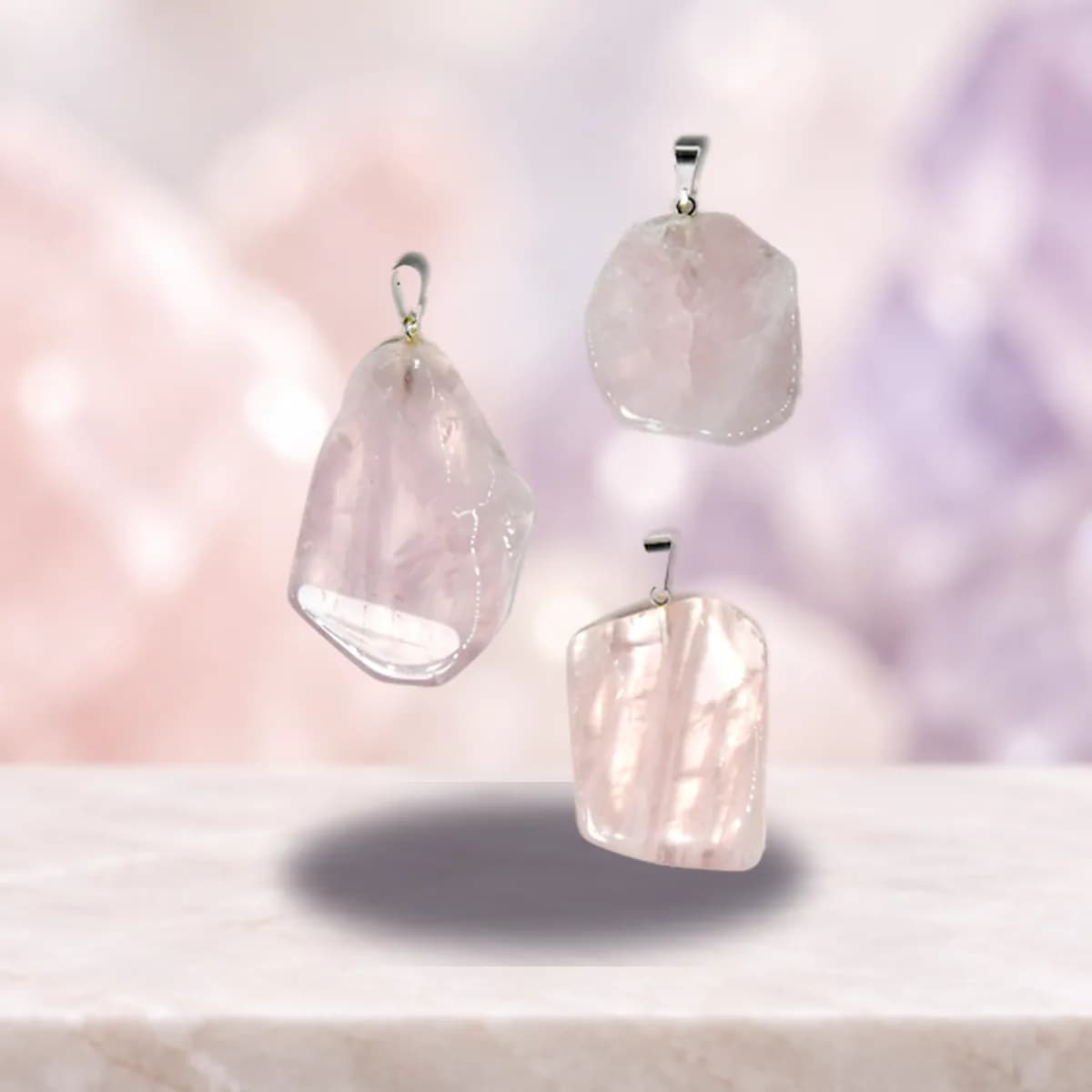 Rose Quartz slice pendant