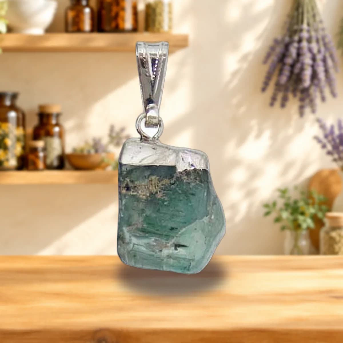 Aquamarine tumbled pendant