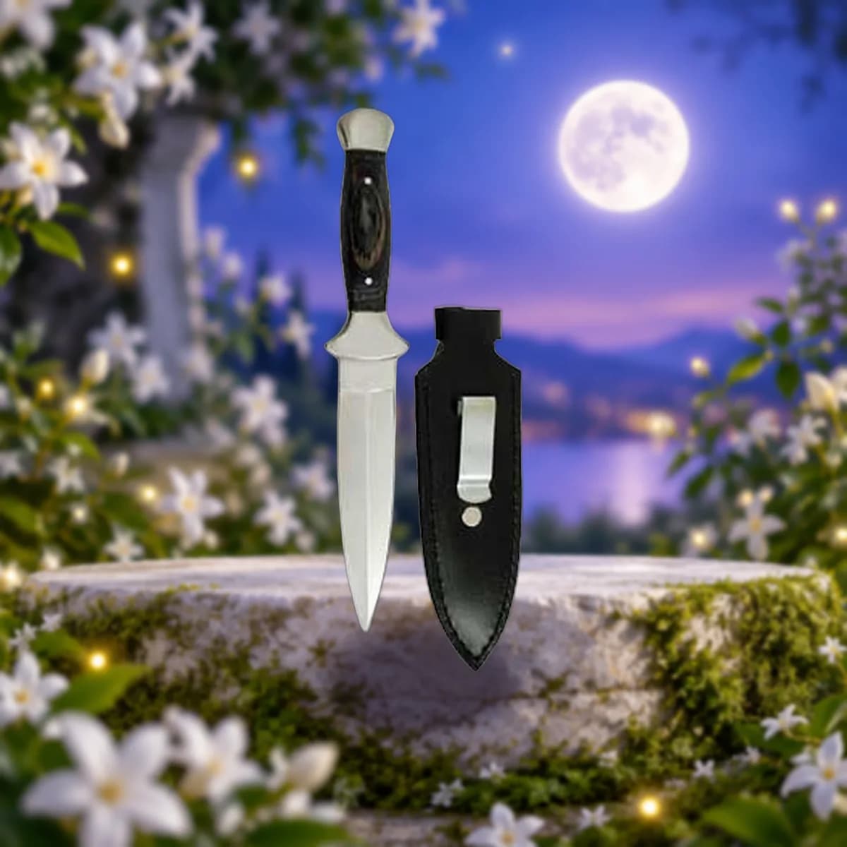 Black Faux Wooden Handled athame 9"
