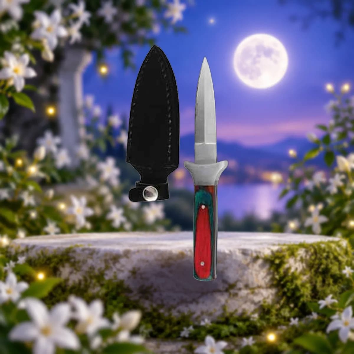 Slim Multi Colored Wood Handled athame