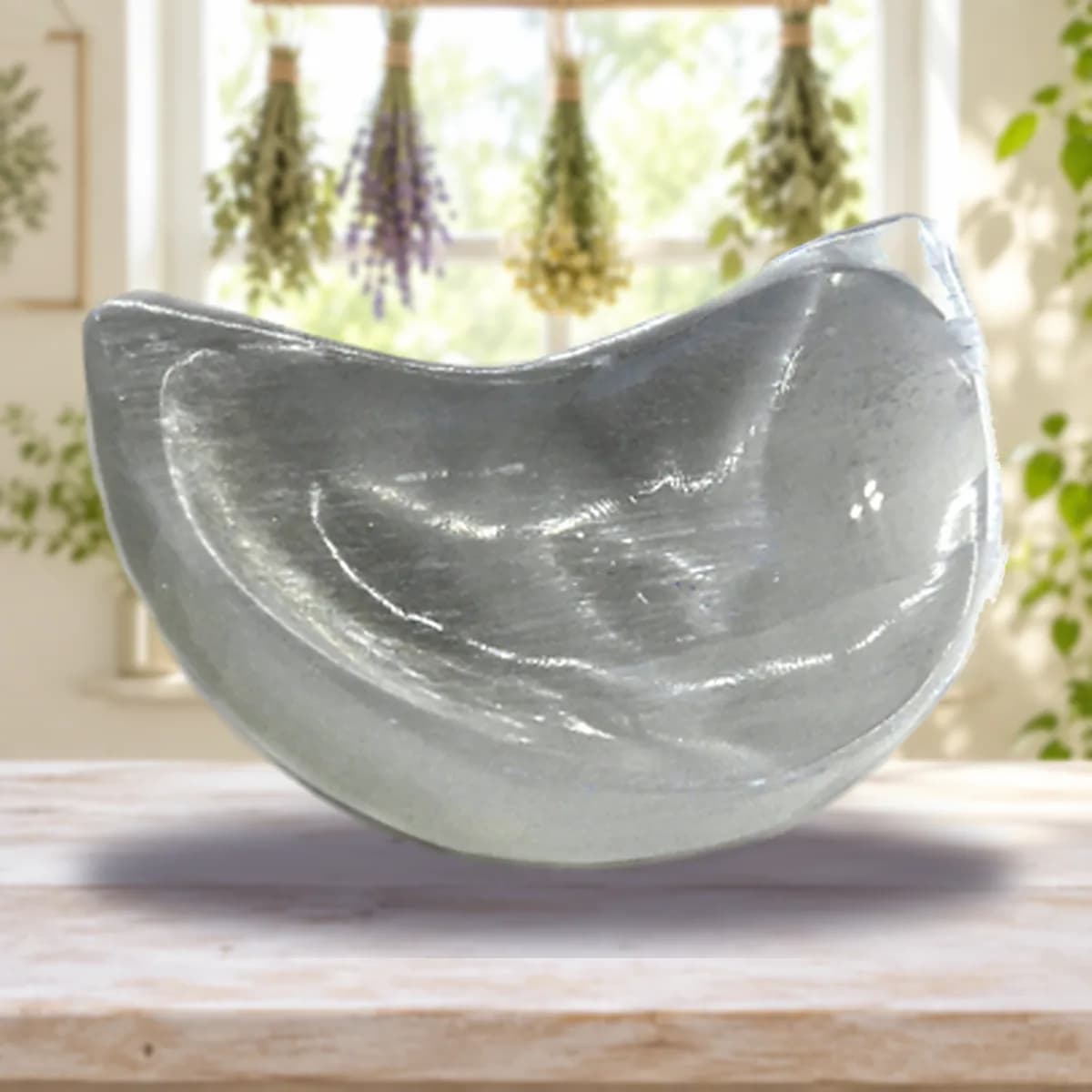 4" Selenite Half Moon bowl