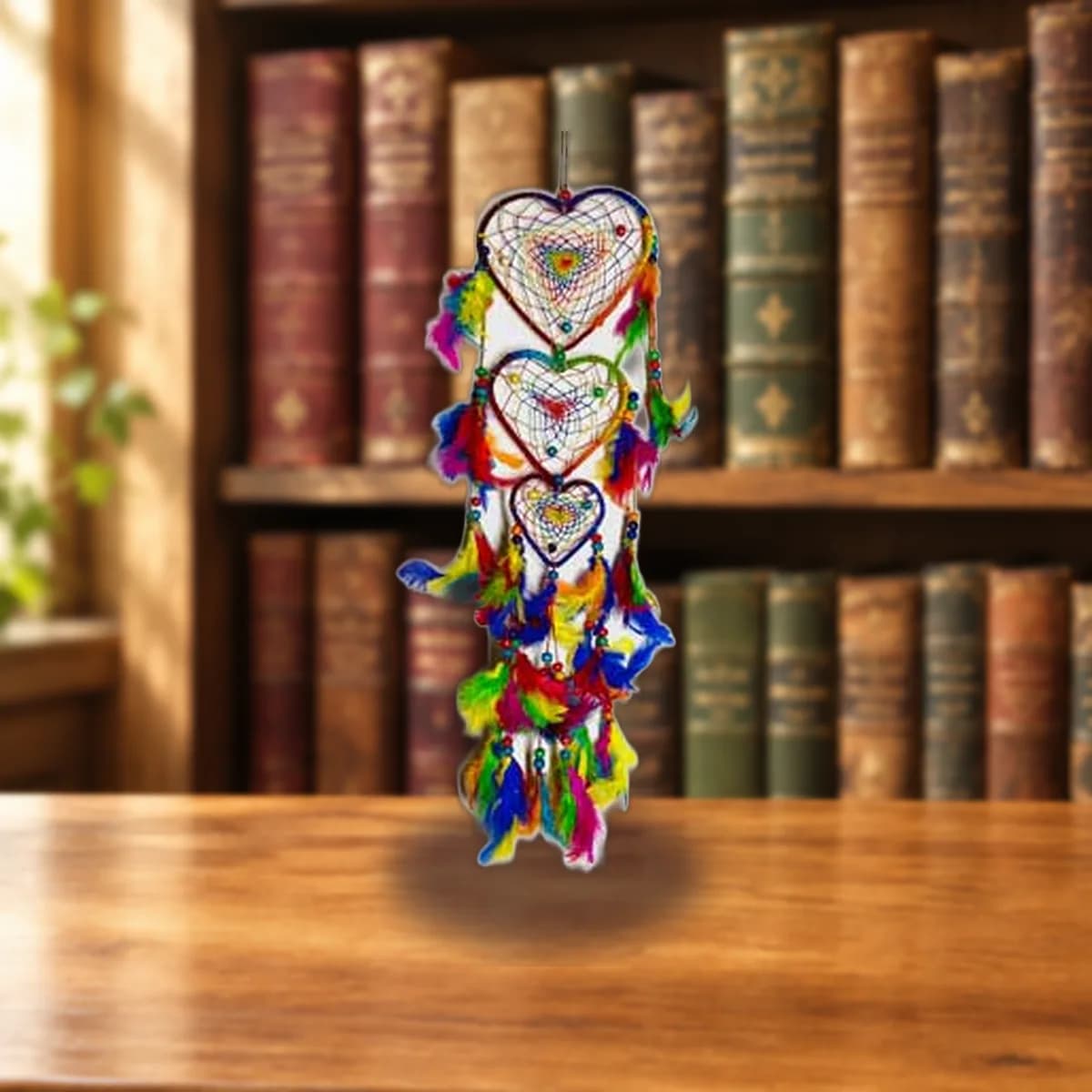 12" Rainbow Heart dreamcatcher