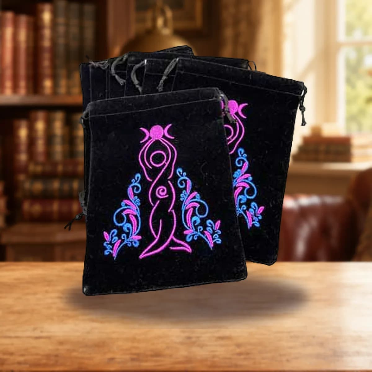 (set of 10) 5"x 7" Goddess Black velveteen bag