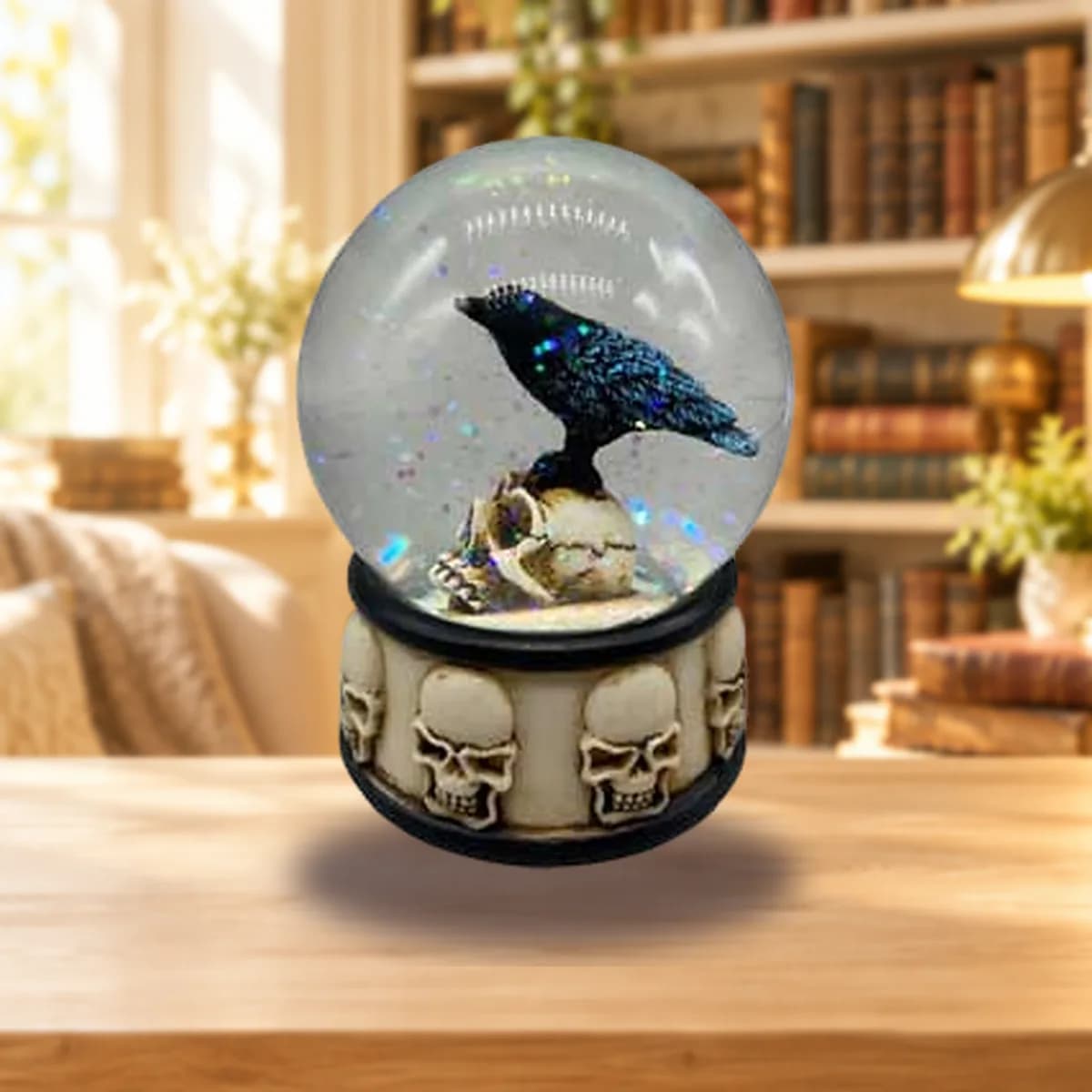 3 1/4" Raven on Skull water globe