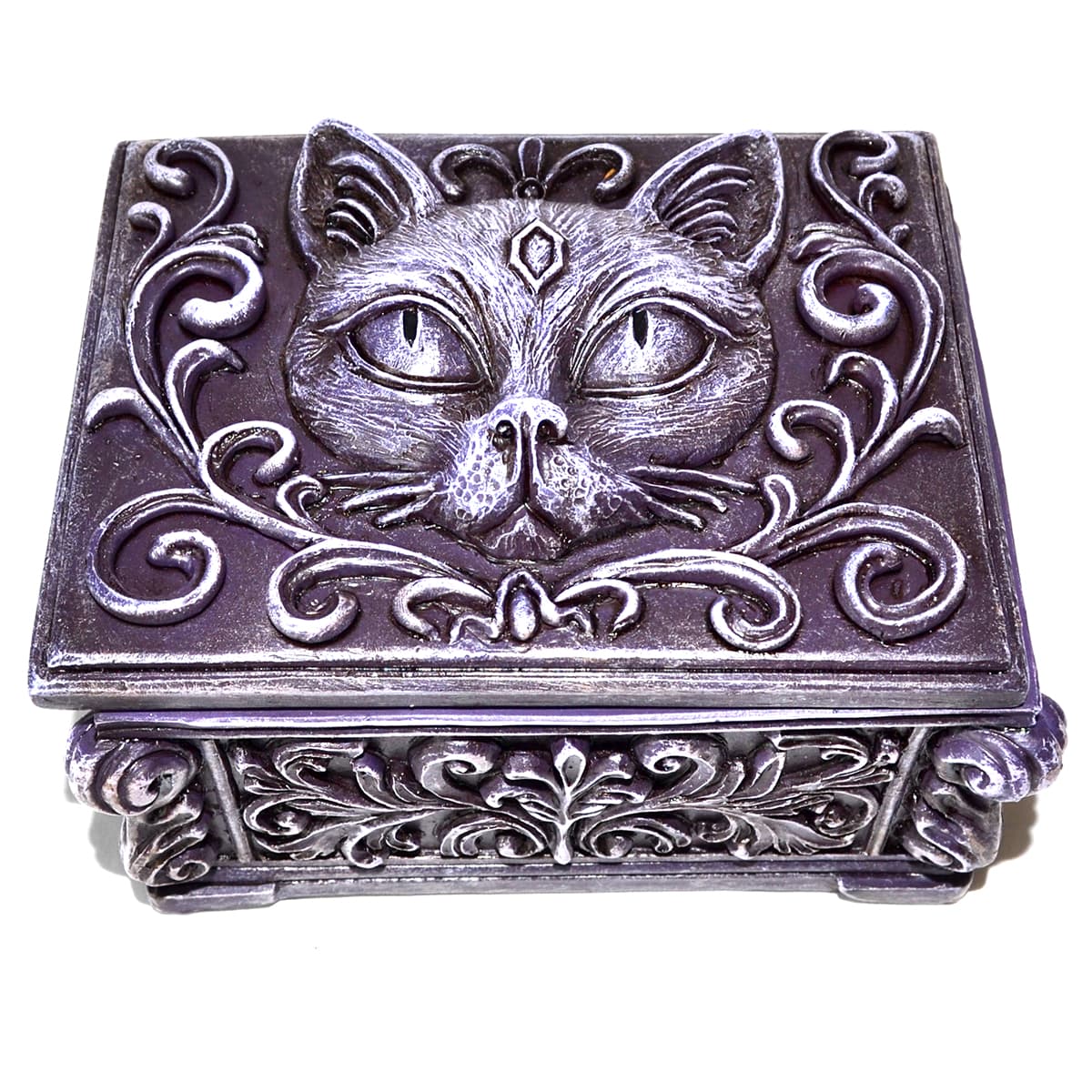 Magical Cat Trinket Box, 3 3/4 x 4 1/2 x 3 in.