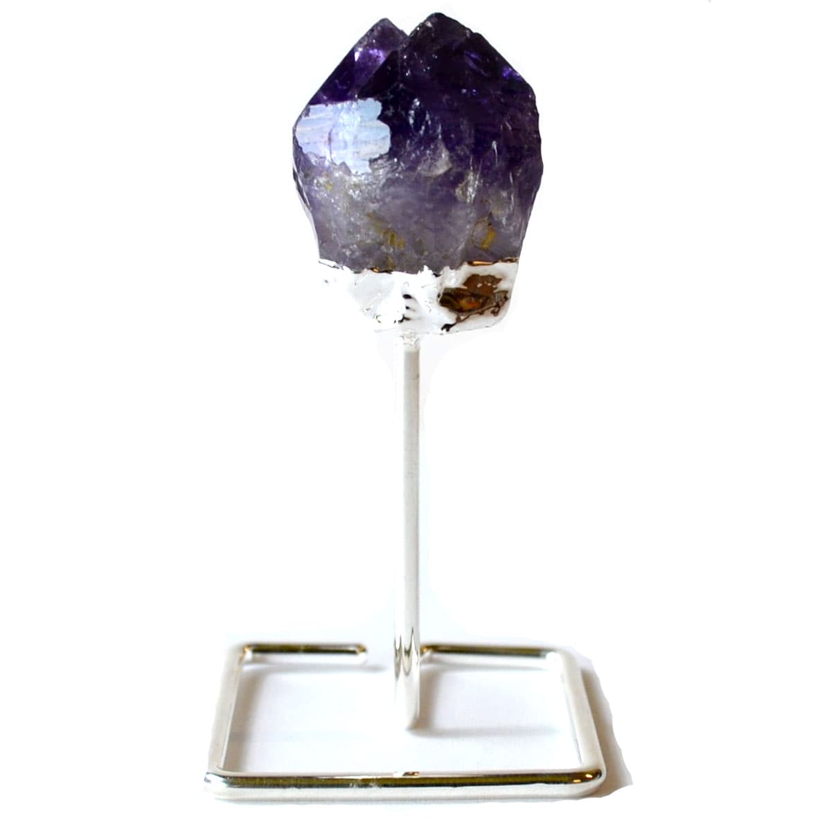 Amethyst on silver stand