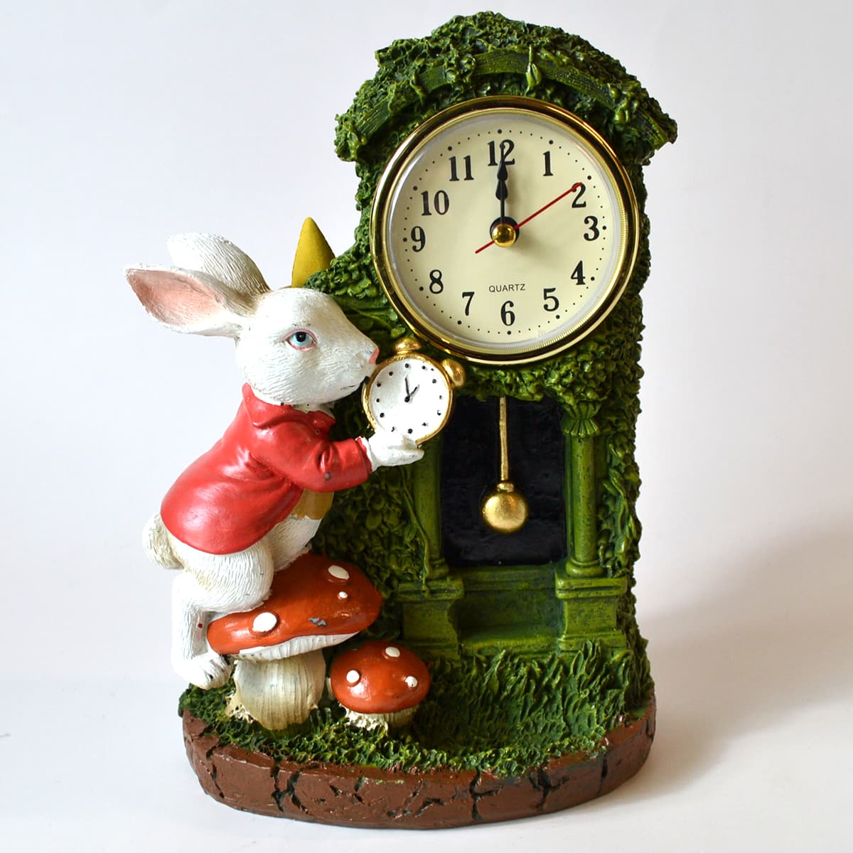 8" White Rabbit Clock backflow incense burner