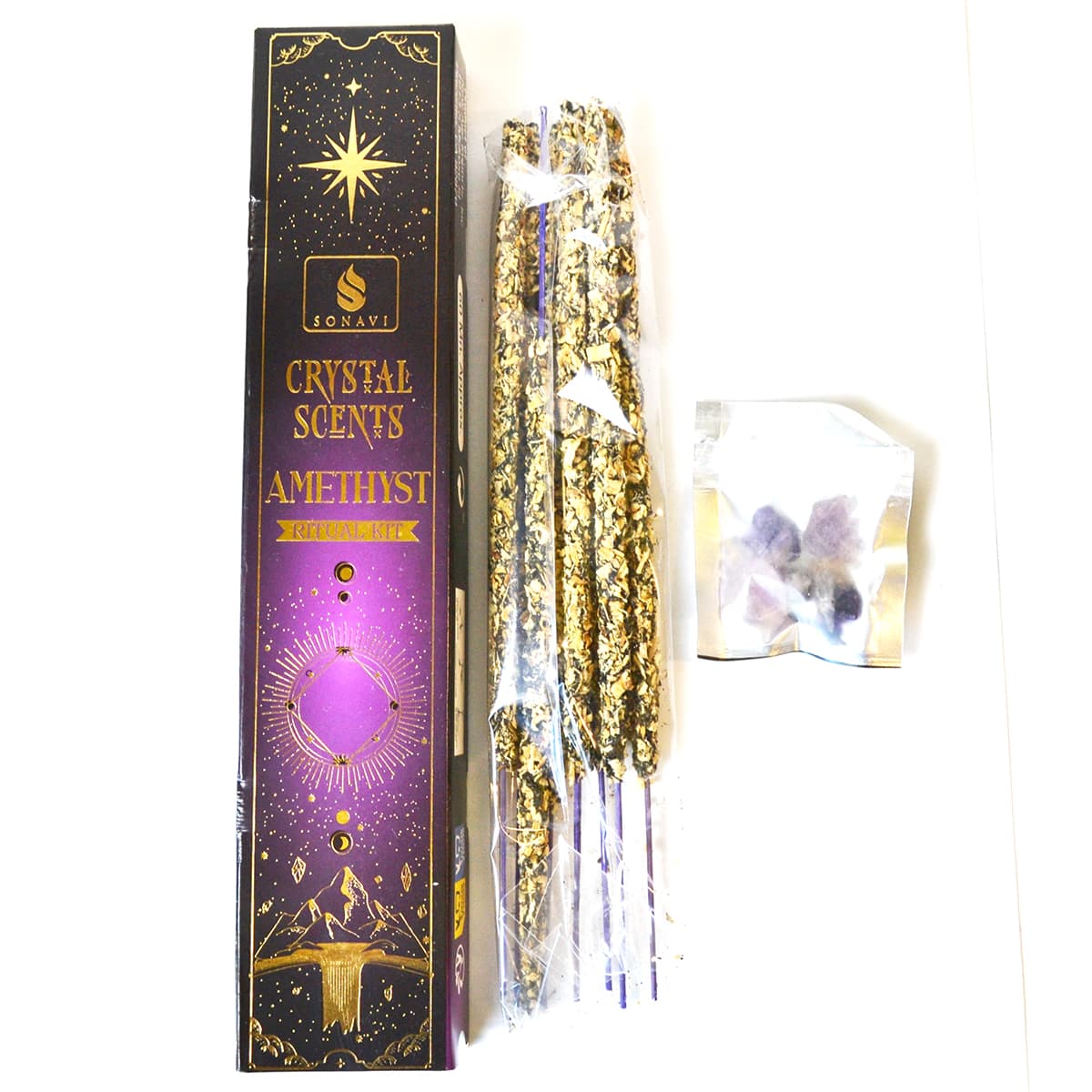 8pk incense & Amethyst chips