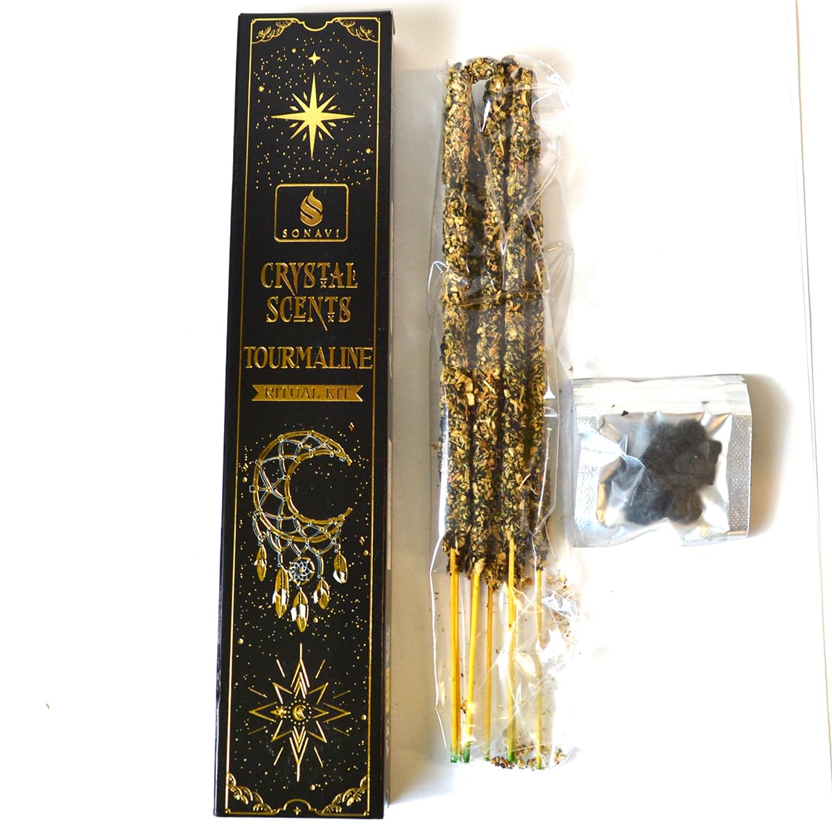 8pk incense & Tourmaline chips