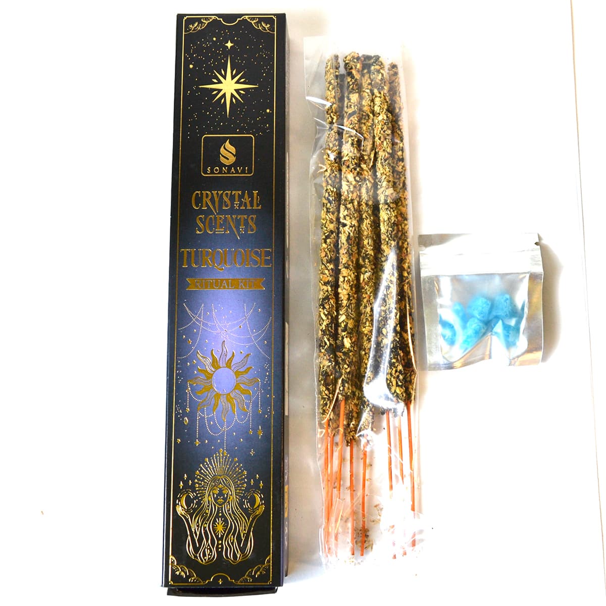 8pk incense & Turquoise chips