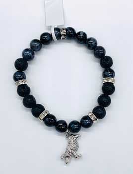 8mm Gabbro, Indigo & Lava bracelet