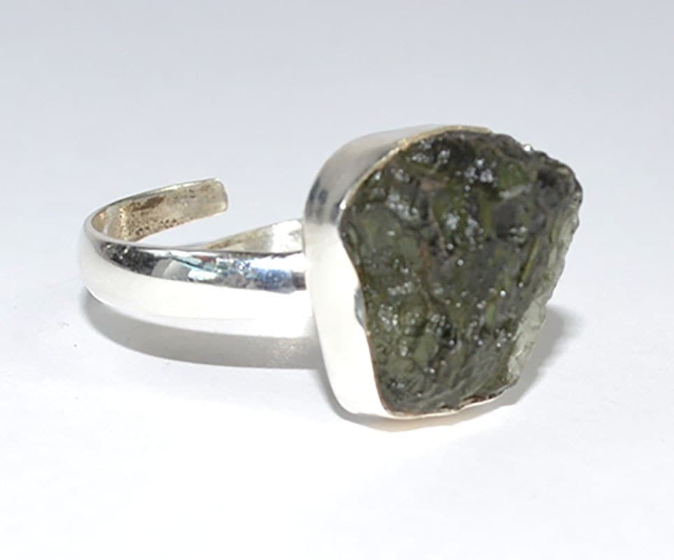 Moldavite adjustable ring