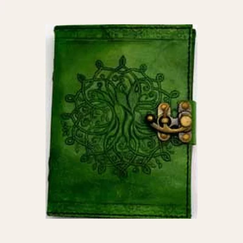 5" x 7" green Tree of Life leather w/ latch