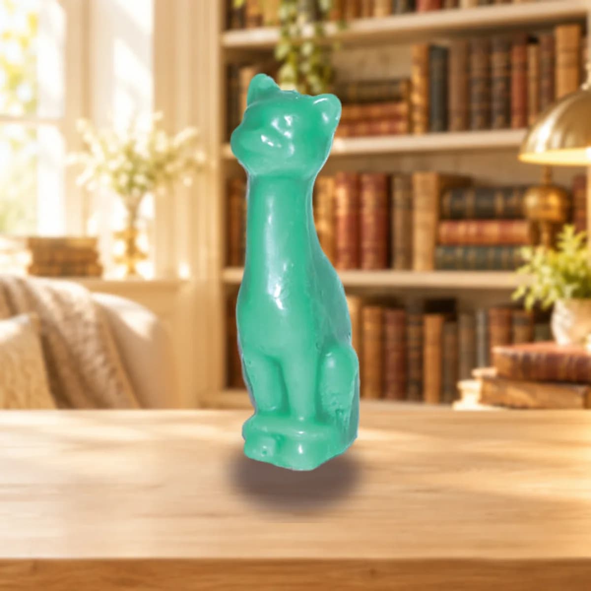 5 1/2" Green Cat candle