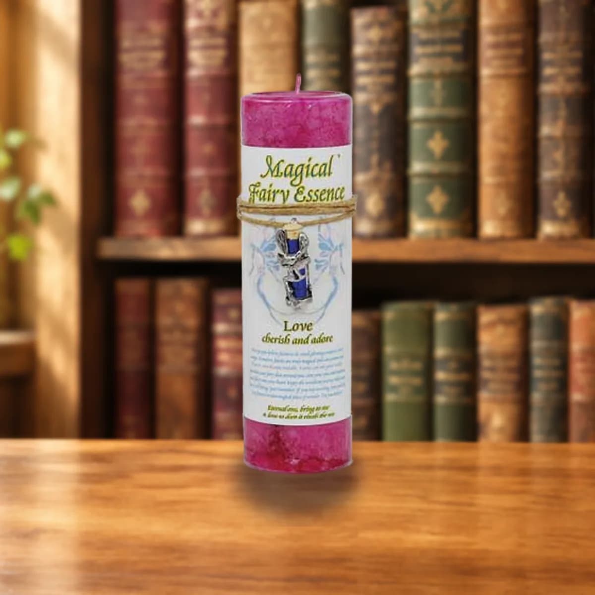 Love Pillar Candle with Fairy Dust Necklace 6 1/2" tall