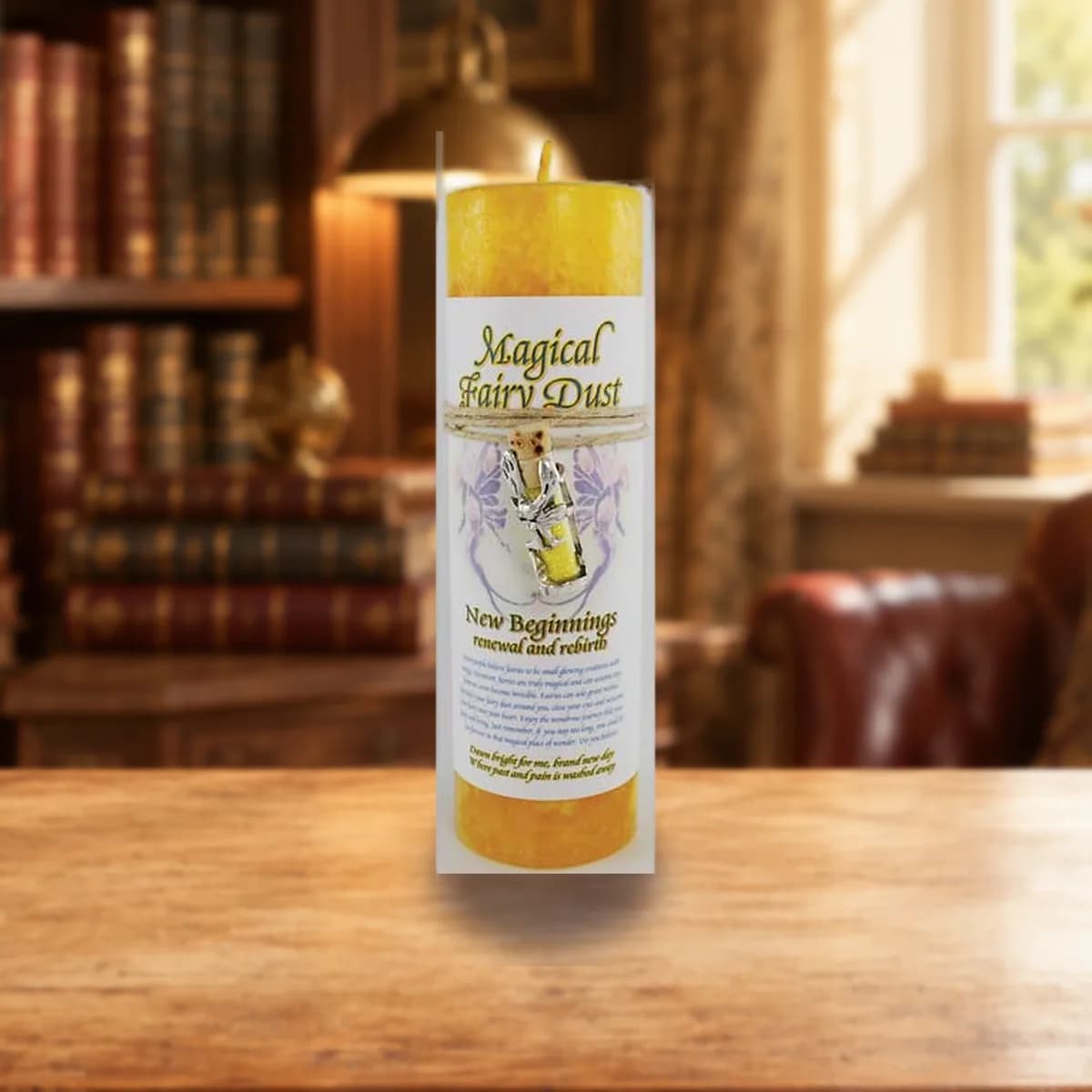 New Beginnings Pillar Candle with Fairy Dust Necklace
