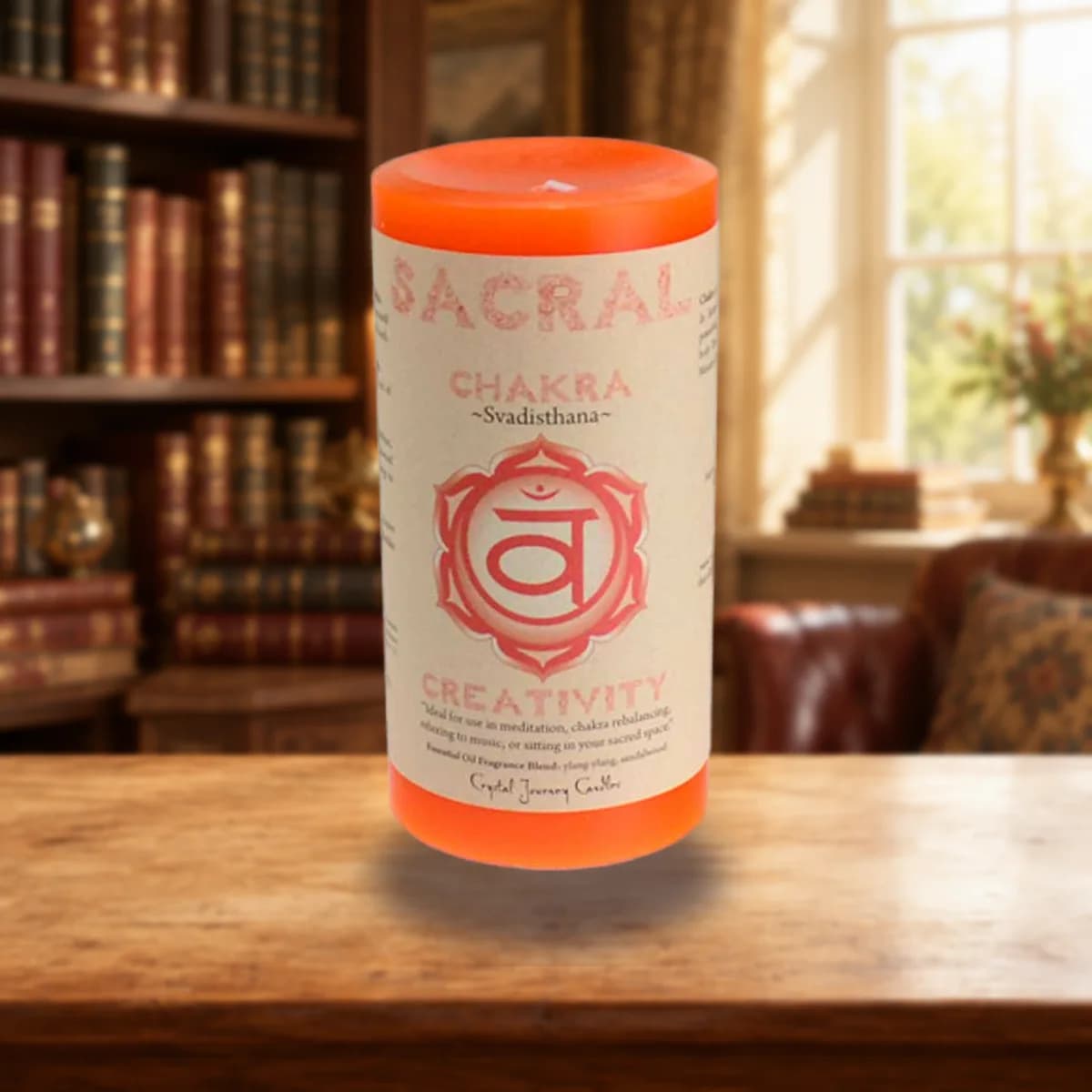 Sacral Chakra pillar candle 3" x 6"