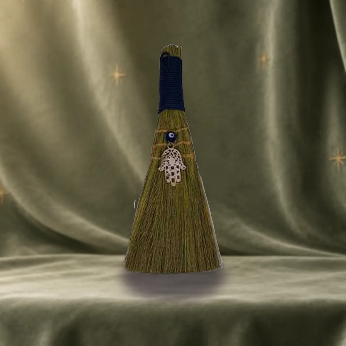 9" Broom Evil Eye Fatima Hand