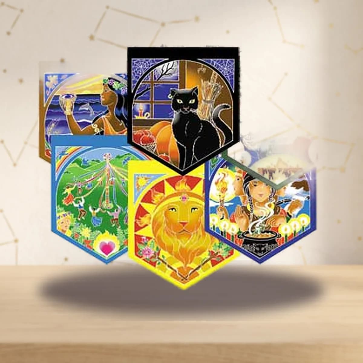 Wheel of the Year Prayer Flags 15" x 17" each flag