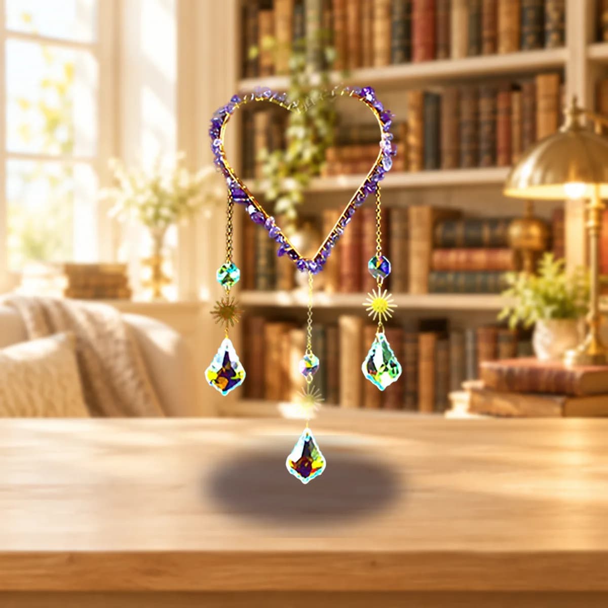 17" Amethyst Heart sun catcher