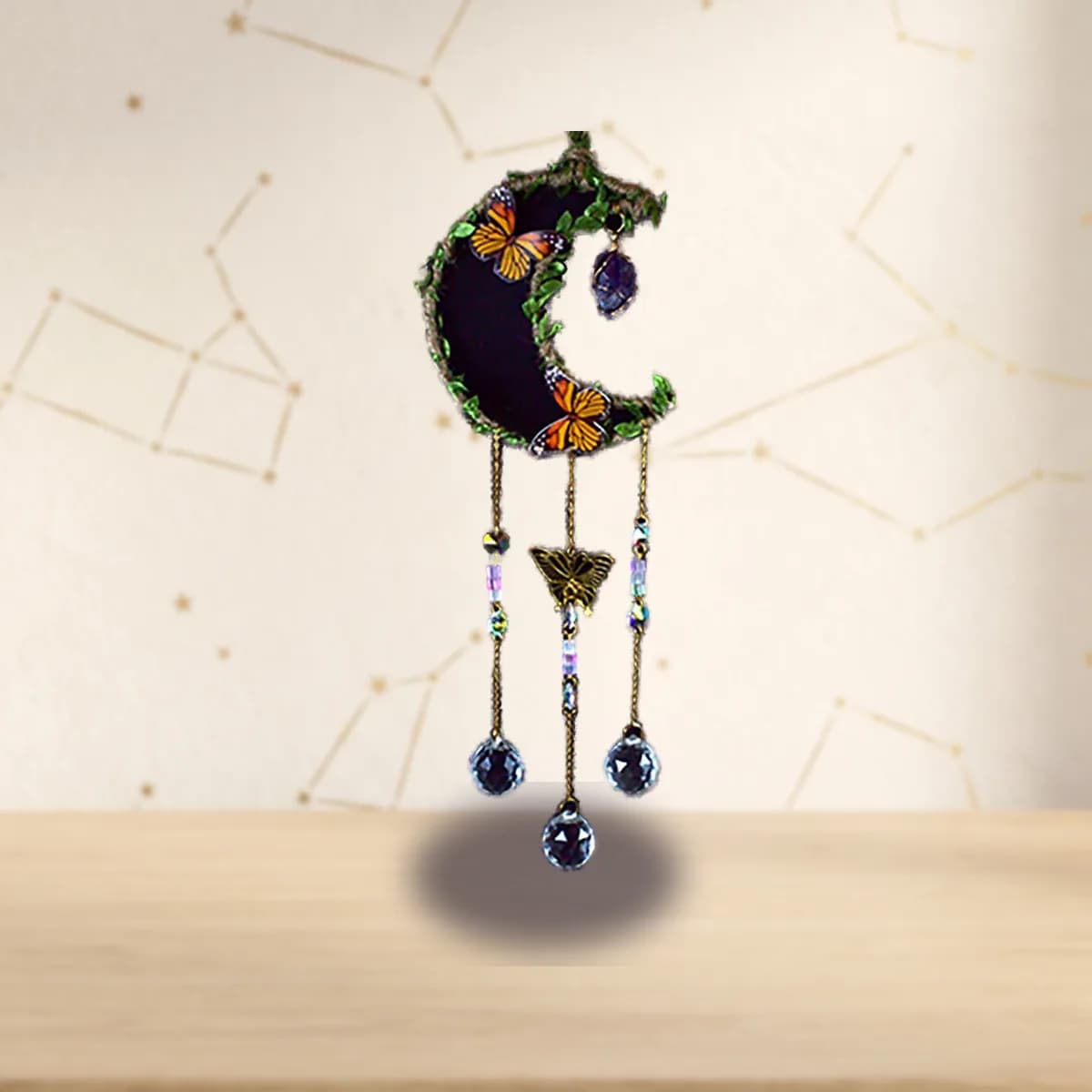 21" Amethyst Moon W Butterfly sun catcher